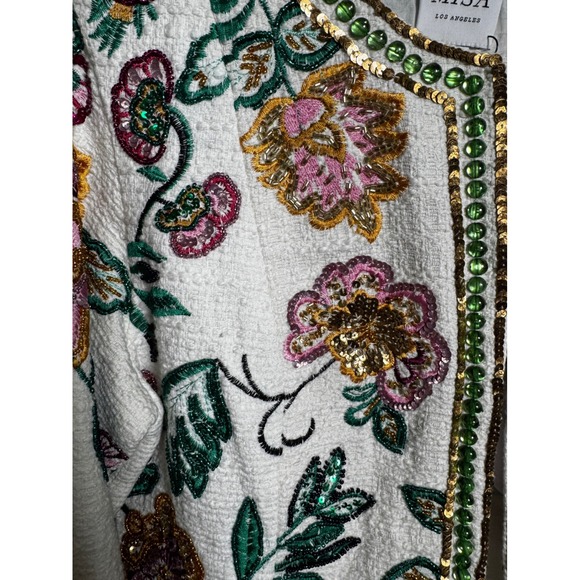 MISA Los Angeles Embellished Floral Cropped Jacket Women's Size‎ L - Picture 7 of 13